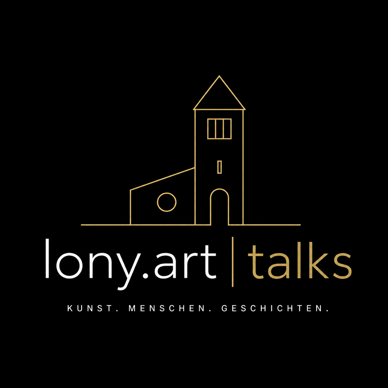 lony.art talks – Kunst. Menschen. Geschichten. Originalmotiv in Schwarz, Weiß und Gold