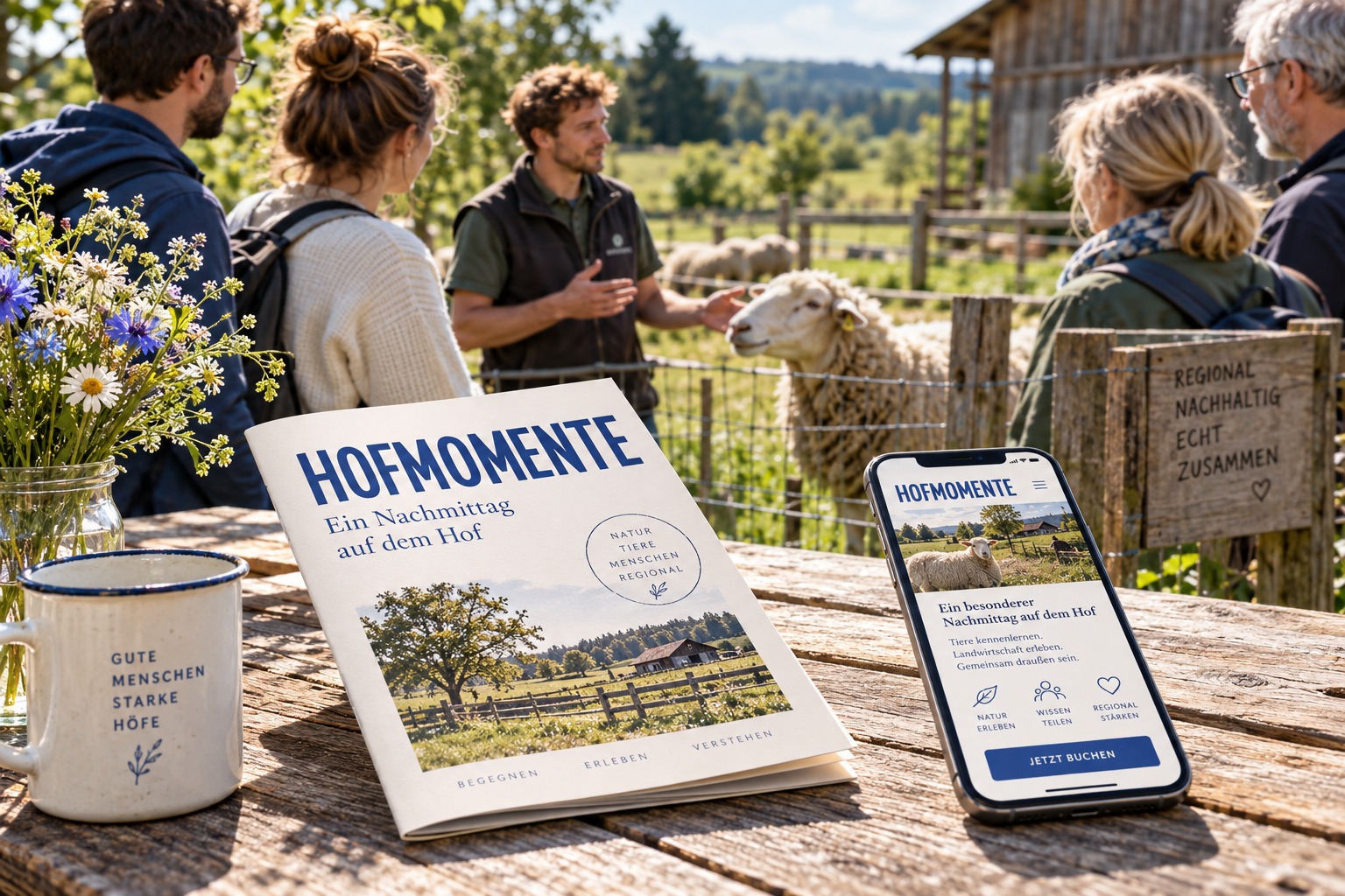 Hofmomente: Broschüre und Websiteentwurf für Erlebnisse auf dem Hof